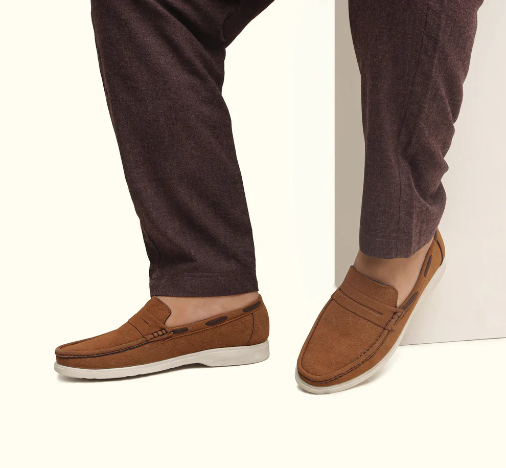 Handmade Classic Antique Camel Suede Loafer-25022