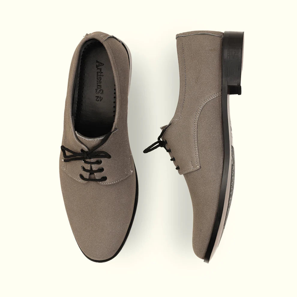 Handmade Gray Suede Leather Shoes- 25019