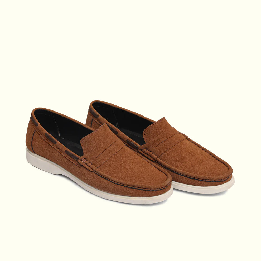 Handmade Classic Antique Camel Suede Loafer-25022