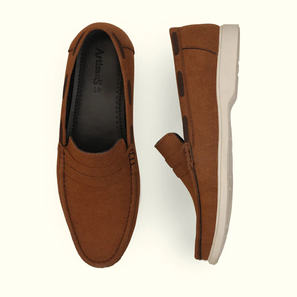 Handmade Classic Antique Camel Suede Loafer-25022