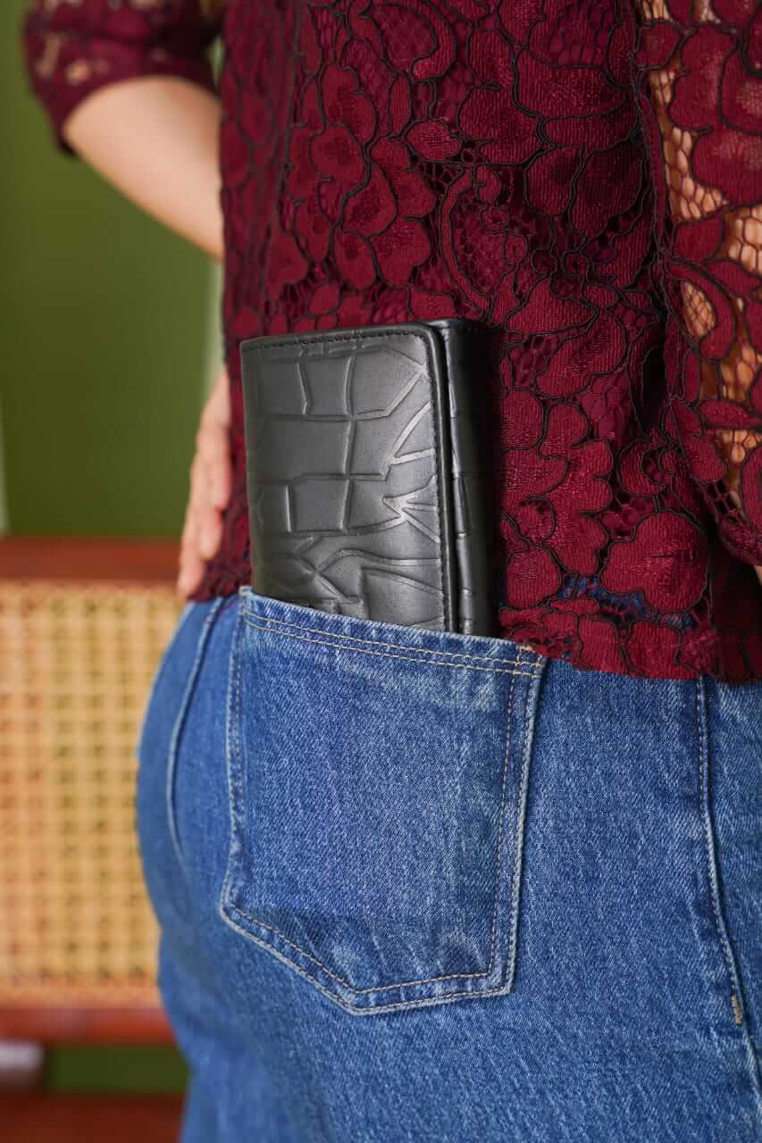 Black Crocodile Clutch