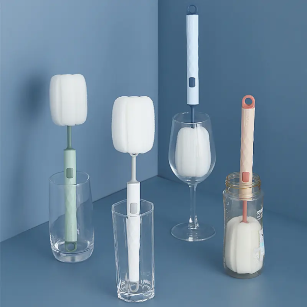 Long Handle Cup & Bottle Cleaning Brush – Soft Sponge Scrubber (Random Color)