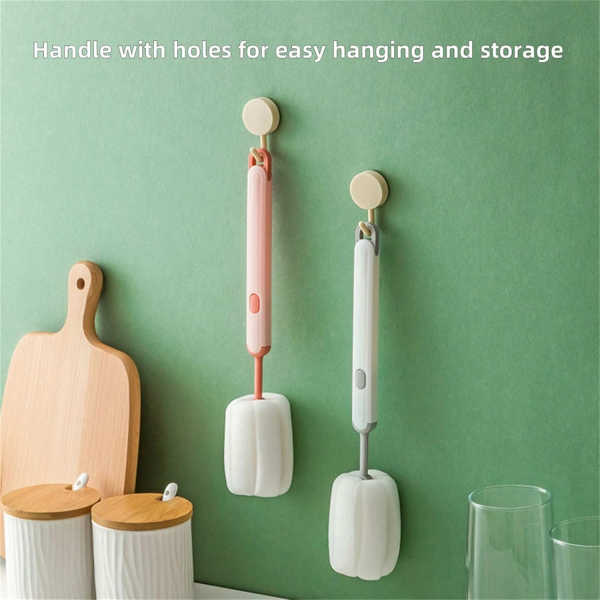 Long Handle Cup & Bottle Cleaning Brush – Soft Sponge Scrubber (Random Color)