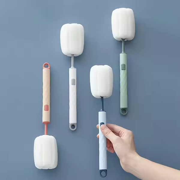 Long Handle Cup & Bottle Cleaning Brush – Soft Sponge Scrubber (Random Color)