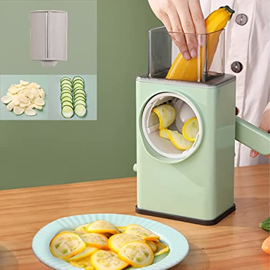 3-in-1 Multifunctional Rotary Vegetable Cutter – Manual Slicer, Cheese Grater & Veggie Shredder