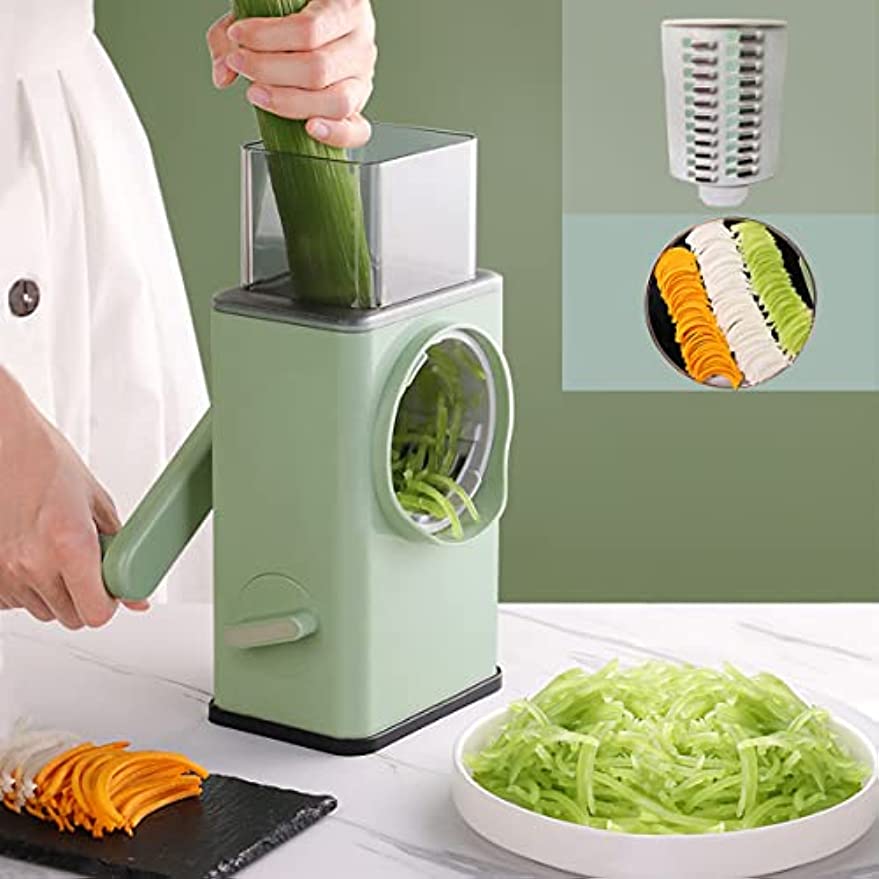 3-in-1 Multifunctional Rotary Vegetable Cutter – Manual Slicer, Cheese Grater & Veggie Shredder