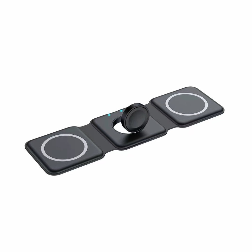 3 in 1 Magnetic Wireless Charger – 15W Fast Charging Foldable Station for iPhone, AirPods & Apple Watch