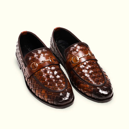 Handmade Grid Styled Leather Luxury Shoes- 25052