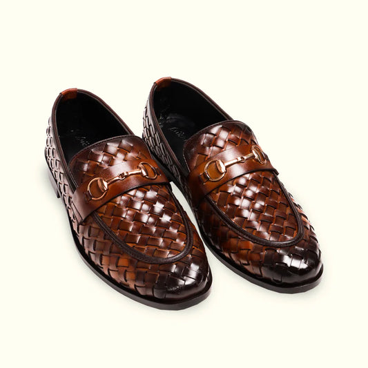 Handmade Grid Styled Leather Luxury Shoes- 25052