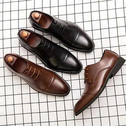 Handmade Oxford Pointy Toe Cap Formal Leather Shoes- 25033