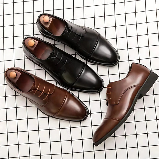 Handmade Oxford Pointy Toe Cap Formal Leather Shoes- 25033