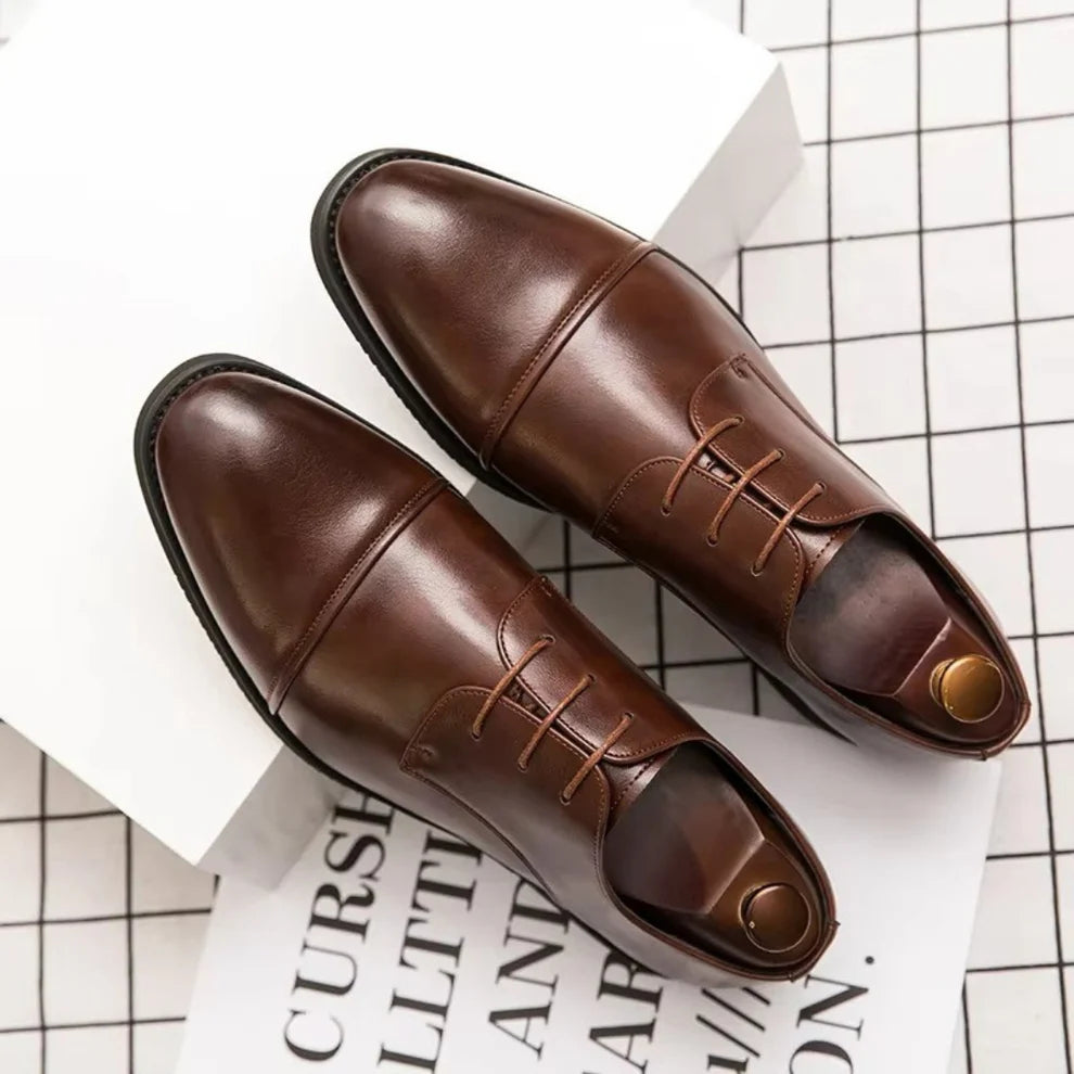 Handmade Oxford Pointy Toe Cap Formal Leather Shoes- 25033
