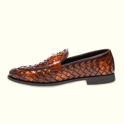 Handmade Grid Styled Leather Luxury Shoes- 25052