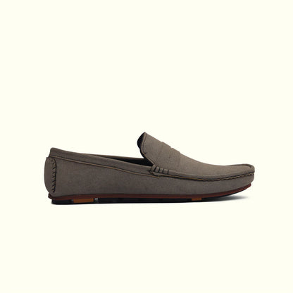 Handmade Suede Leather Grey Driving Shoes - 35008