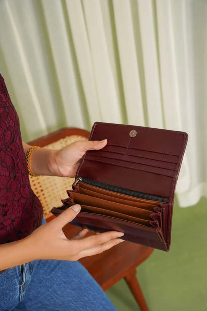Maroon Crocodile Clutch