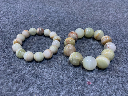 Natural Polished Onyx Bead Bracelet – Earth Tone Gemstone Jewelry