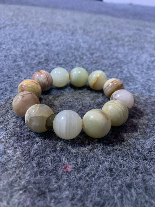 Natural Polished Onyx Bead Bracelet – Earth Tone Gemstone Jewelry