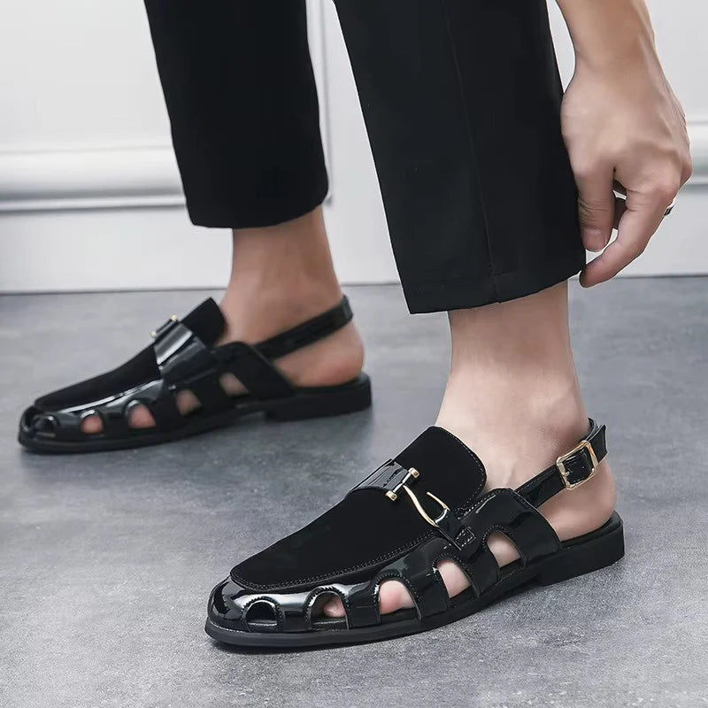 Handmade Fashion Men's Breathable Leather Sandals Lightweight Flats Driving Kheri Chapal- 5502
