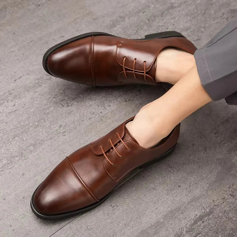 Handmade Oxford Pointy Toe Cap Formal Leather Shoes- 25033