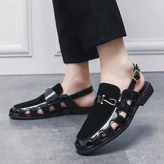 Handmade Fashion Men's Breathable Leather Sandals Lightweight Flats Driving Kheri Chapal- 5502