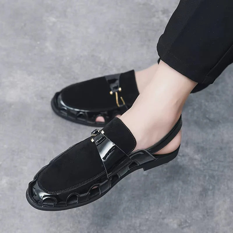 Handmade Fashion Men's Breathable Leather Sandals Lightweight Flats Driving Kheri Chapal- 5502