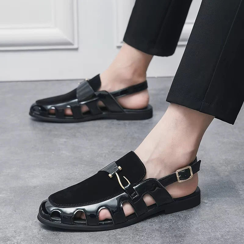 Handmade Fashion Men's Breathable Leather Sandals Lightweight Flats Driving Kheri Chapal- 5502