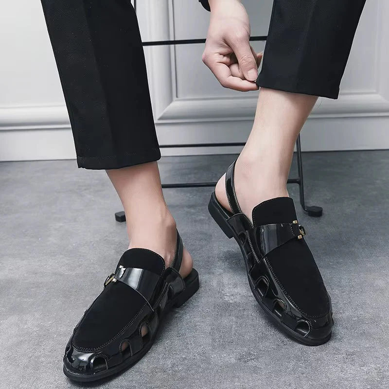 Handmade Fashion Men's Breathable Leather Sandals Lightweight Flats Driving Kheri Chapal- 5502