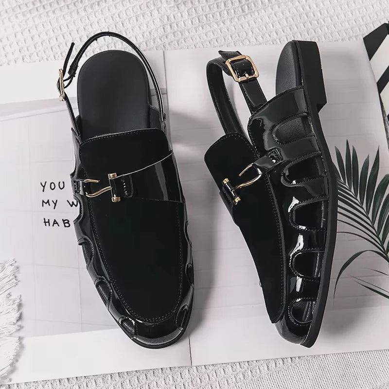 Handmade Fashion Men's Breathable Leather Sandals Lightweight Flats Driving Kheri Chapal- 5502