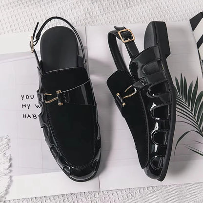 Handmade Fashion Men's Breathable Leather Sandals Lightweight Flats Driving Kheri Chapal- 5502