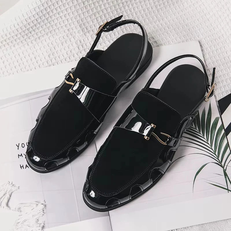 Handmade Fashion Men's Breathable Leather Sandals Lightweight Flats Driving Kheri Chapal- 5502