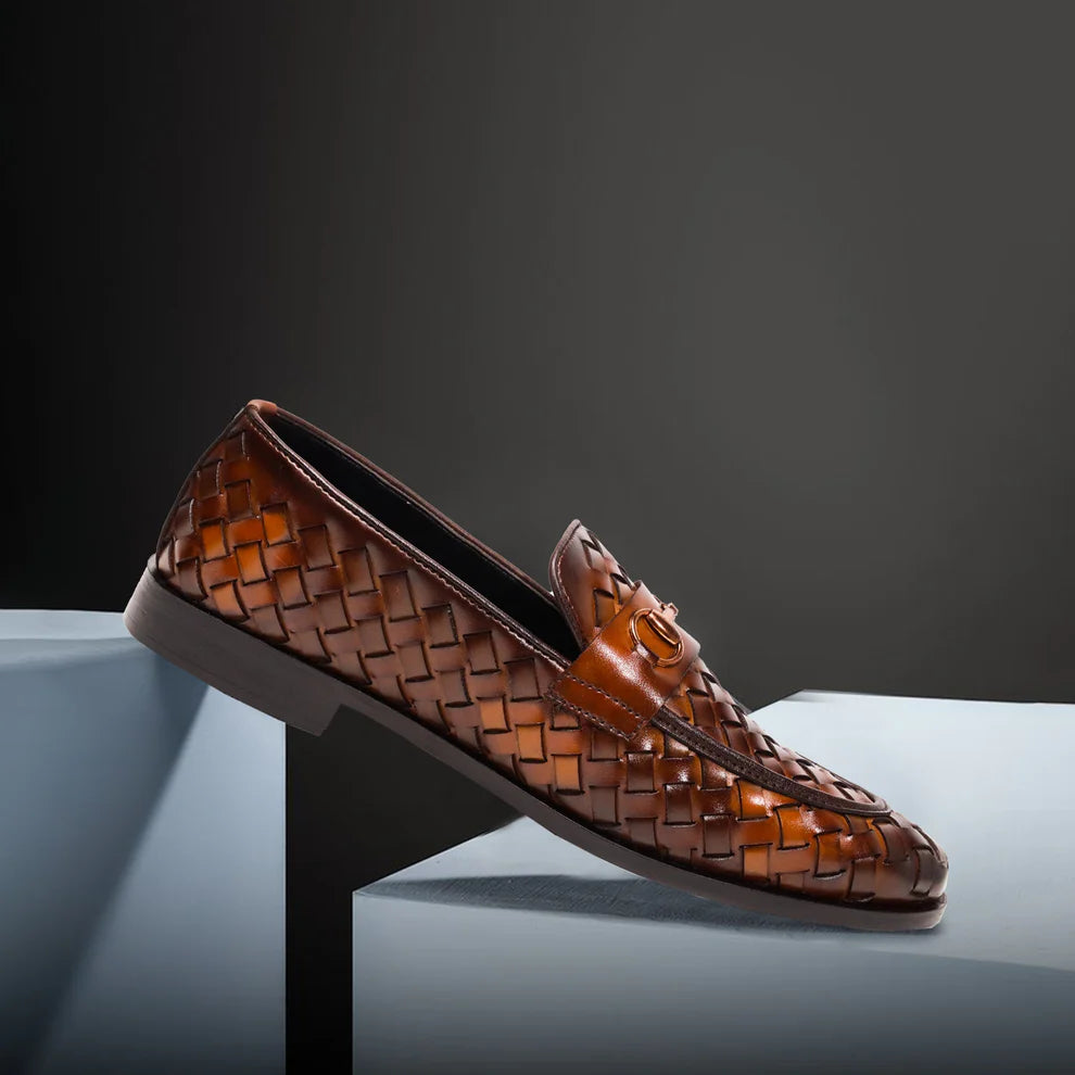 Handmade Grid Styled Leather Luxury Shoes- 25052