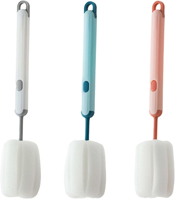 Long Handle Cup & Bottle Cleaning Brush – Soft Sponge Scrubber (Random Color)