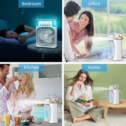 Portable USB Air Conditioner Fan – Mini Cooler with LED Night Light, Water Mist & Humidifier