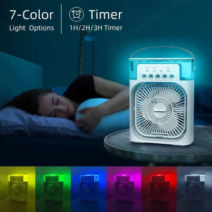 Portable USB Air Conditioner Fan – Mini Cooler with LED Night Light, Water Mist & Humidifier