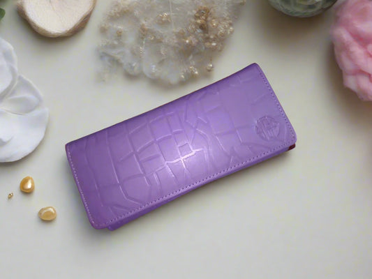 Purple Crocodile Clutch